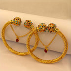 Elegant Luxury Multi stones Gold-Plated Adjustable Bangles for Women/Girls