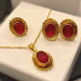 Elegant Ruby Inspired Gold Plated Locket Set For Girls/Women