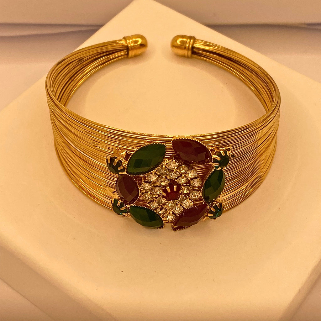 Elegant Premium Multi Stones Adjustable Kara– Gold Finish for Women/Girls