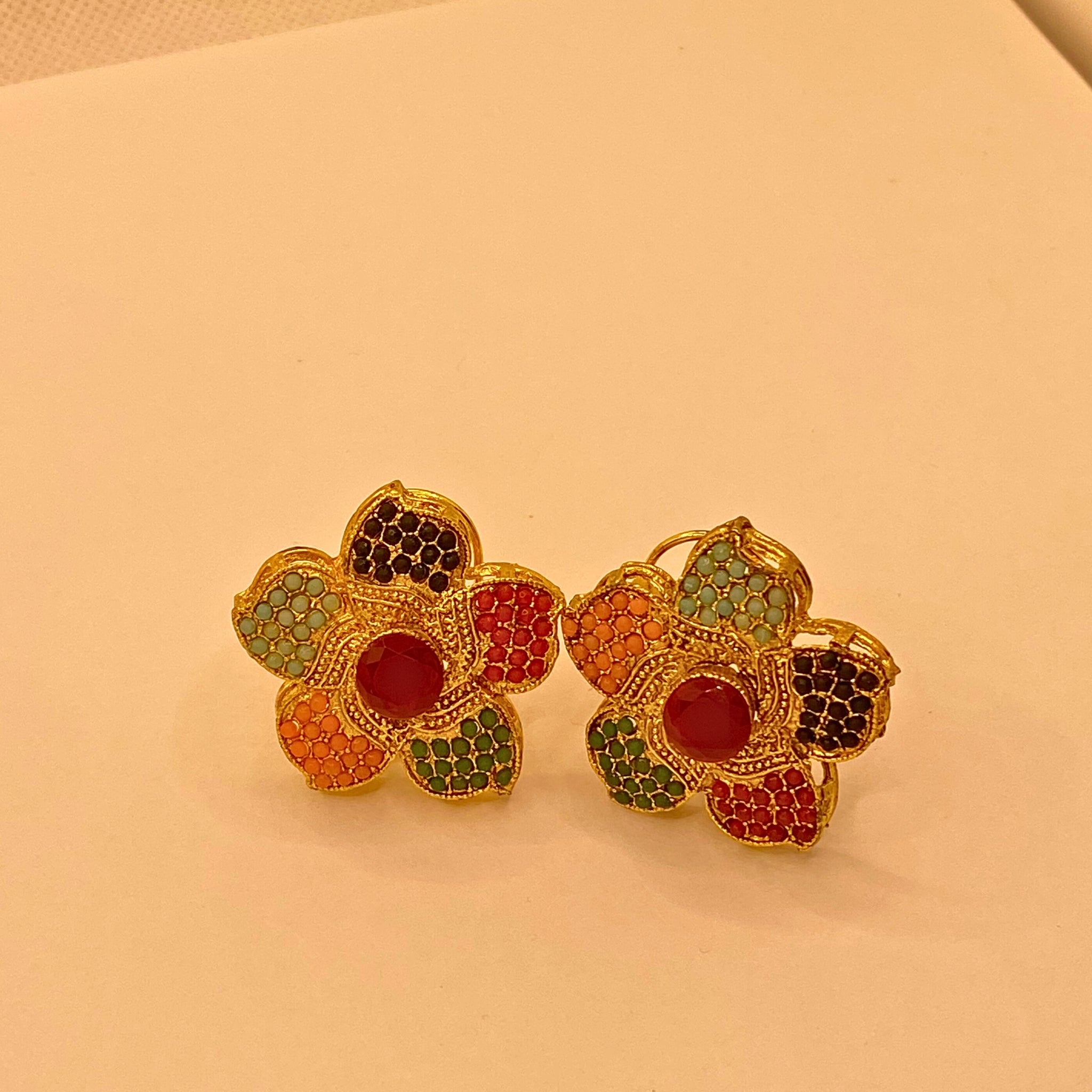 Multi Color Floral Gold Plated Earrings – Traditional Handmade Jewelry For Women/Girls