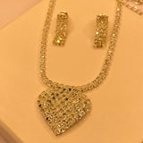 Elegant Luxury  Heart Shape Diamond Necklace Set For Women/Girls