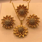 Premium Gold-Plated Sun-Flower Zircon design Necklace Set for Women & Girls