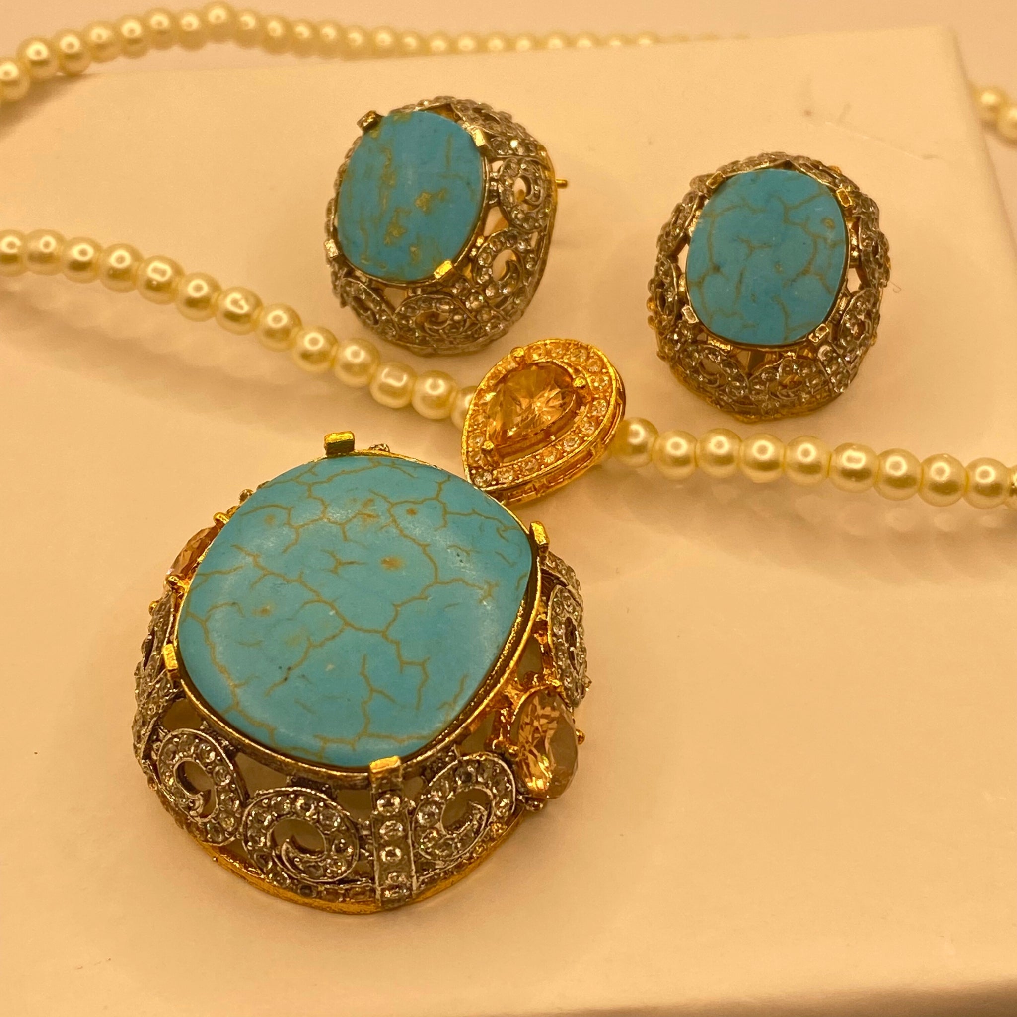 Luxury American Diamond Design Feroza Mala Necklace Set for Women & Girls