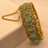 Luxury Gold Plated feroza Stones Kara For Women/Girls- Formal Wear