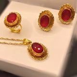 Elegant Ruby Inspired Gold Plated Locket Set For Girls/Women