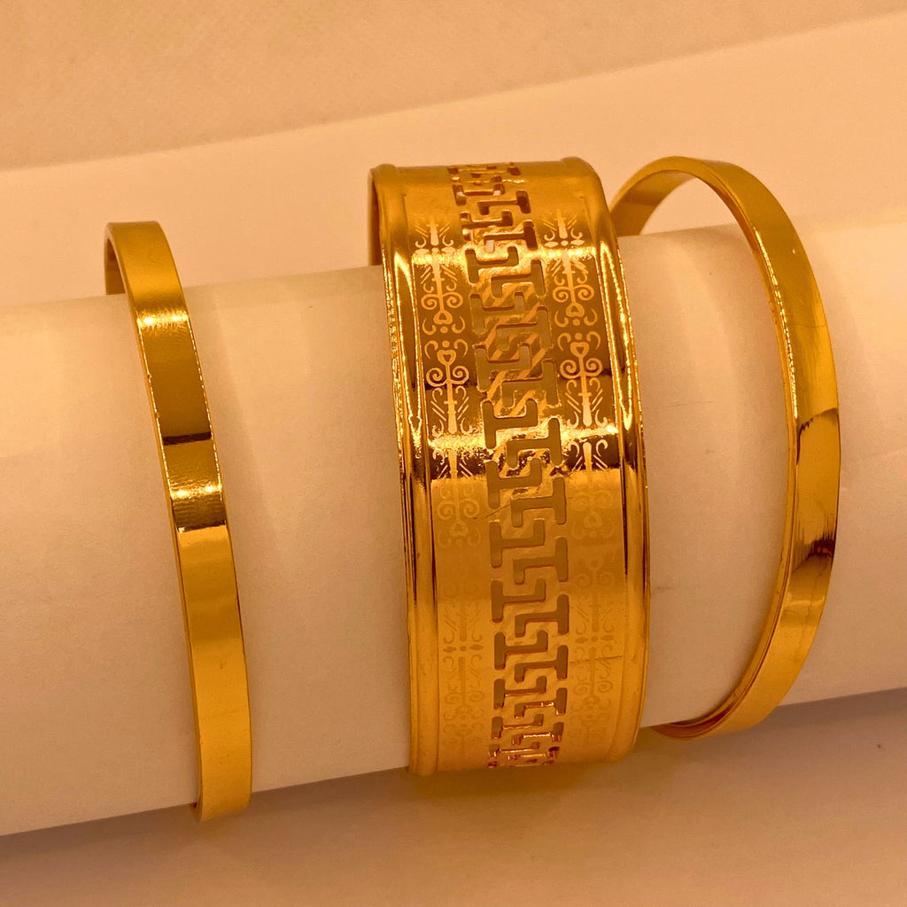 Elegant Premium Golden Gold Plated  3Pc Bangles for Women/Girls