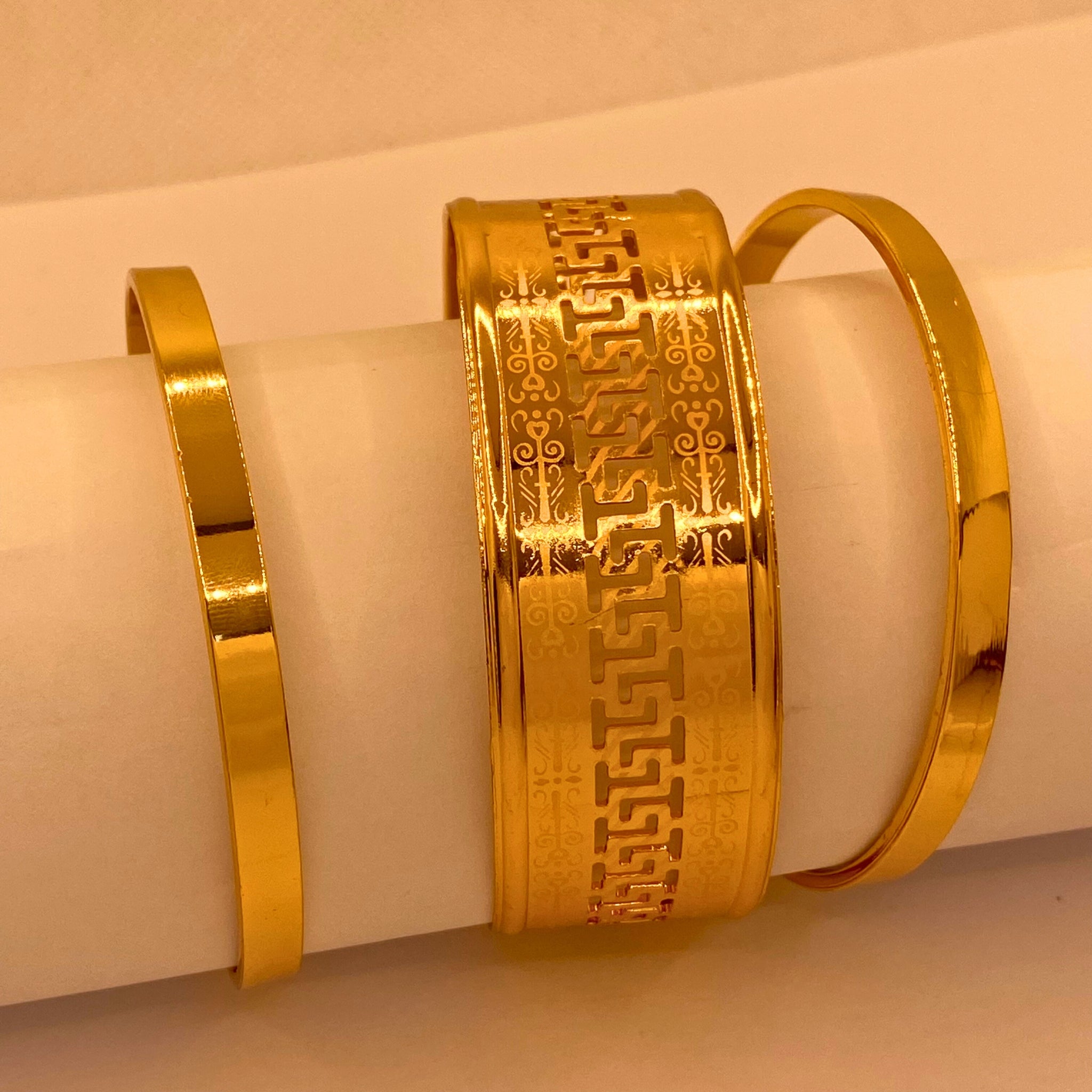 Elegant Premium Golden Gold Plated  3Pc Bangles for Women/Girls