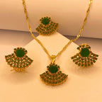 Premium Gold-Plated Emerald Zircon design Necklace Set for Women & Girls