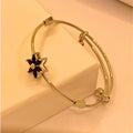 Elegant Black Flora Silver Bracelets For Women/Girls