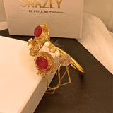 Elegant Ruby Inspired Gold Plated Handcuff for Girls/Women