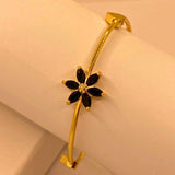 Elegant Black Flora Gold Bracelets For Women/Girls