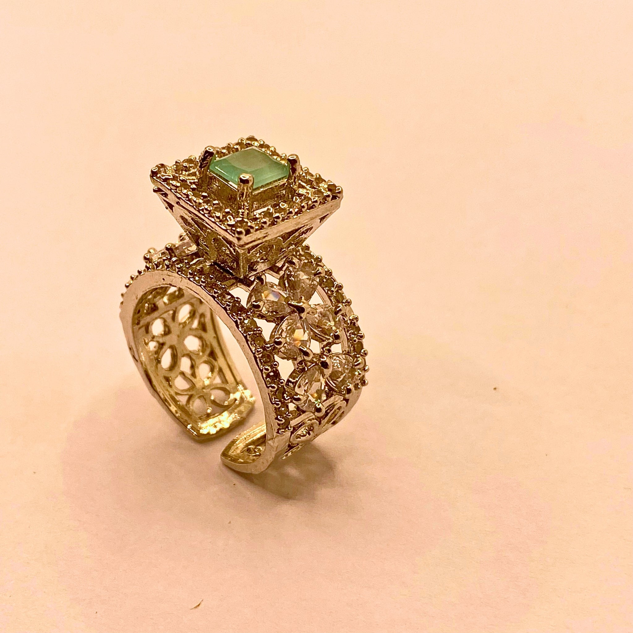 Luxury American Diamond Cut Real Stone Ring For Women/Girls- Formal wear
