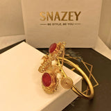 Elegant Ruby Inspired Gold Plated Handcuff for Girls/Women