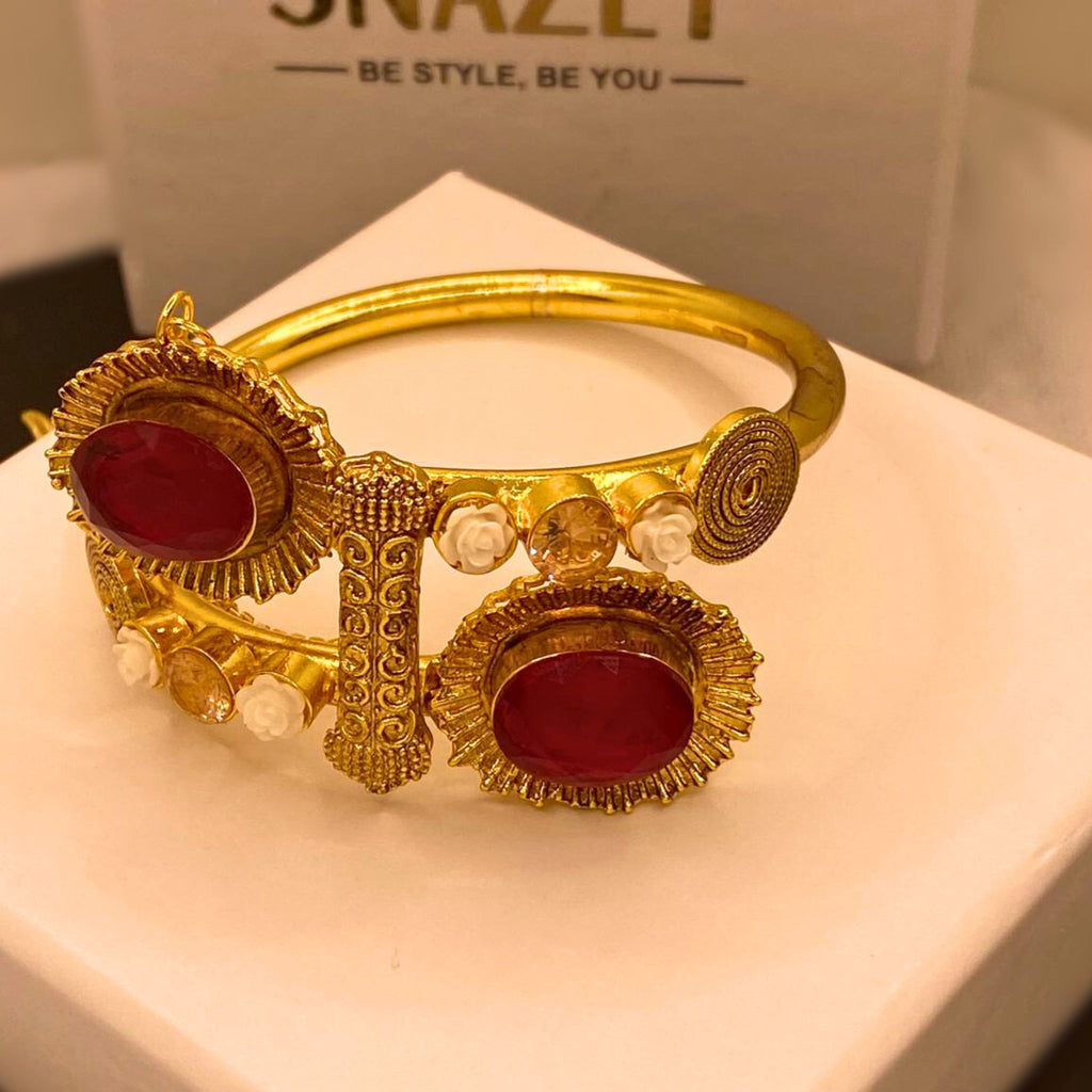 Elegant Ruby Inspired Gold Plated Handcuff for Girls/Women