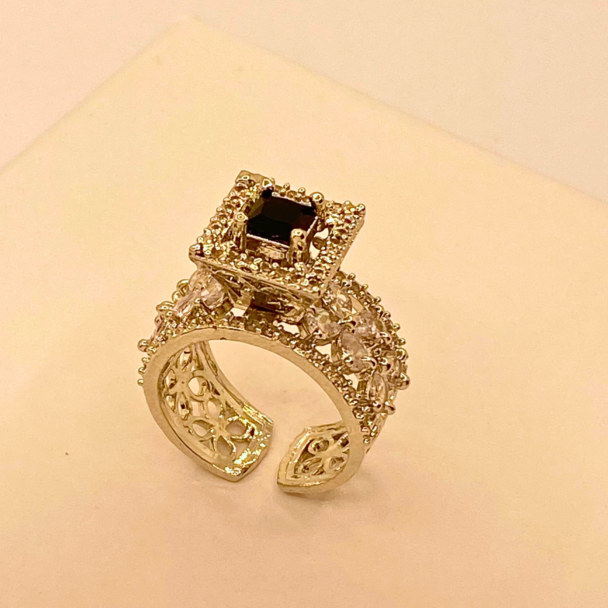 Luxury American Diamond Cut Real Stone Ring For Women/Girls- Formal wear