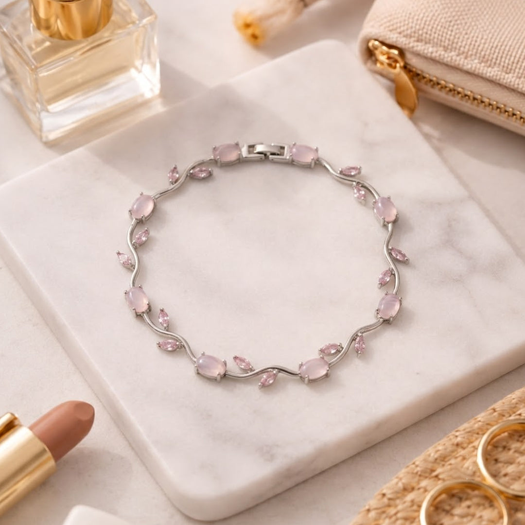 Baby Pink Silver Plated Tulip Bracelet