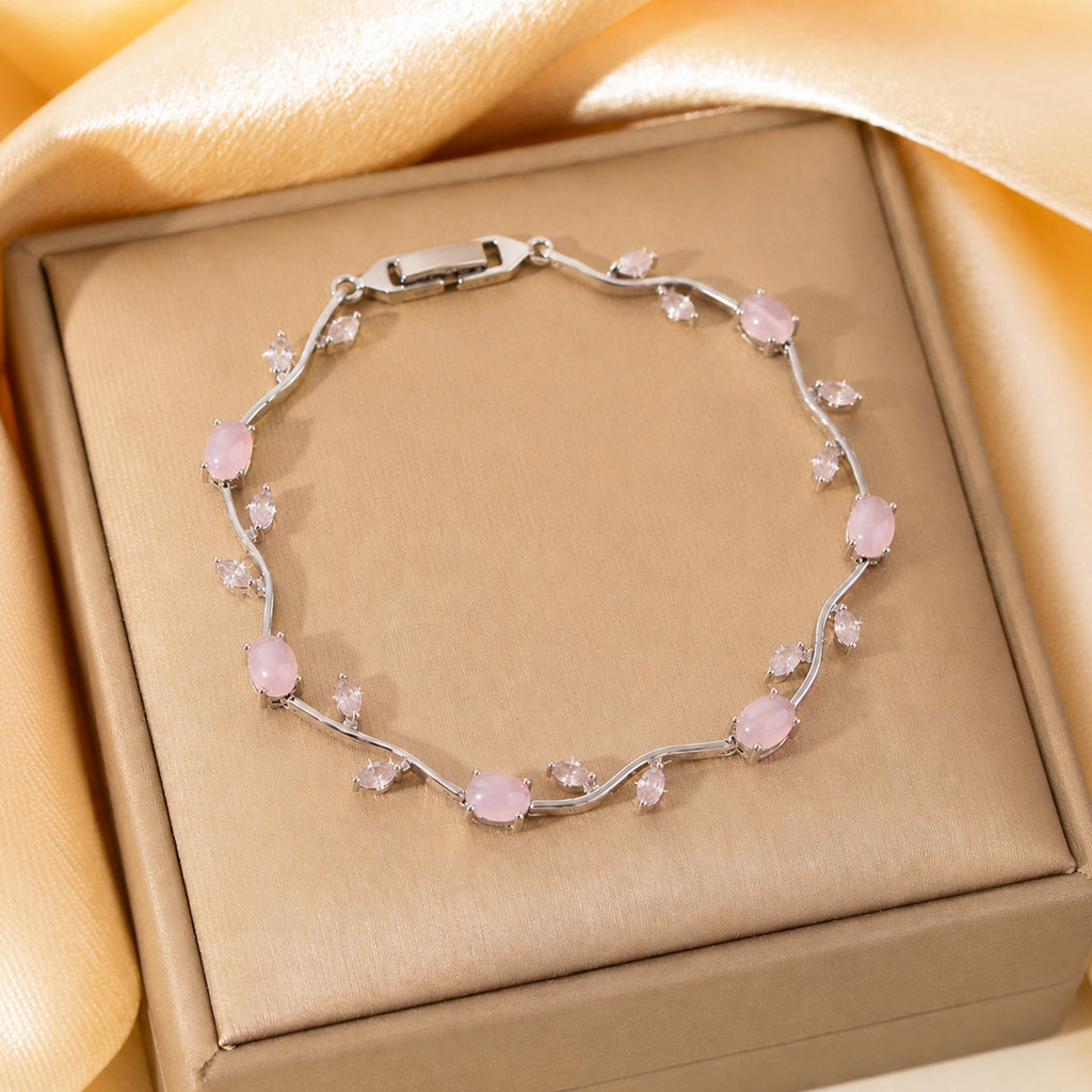 Baby Pink Silver Plated Tulip Bracelet