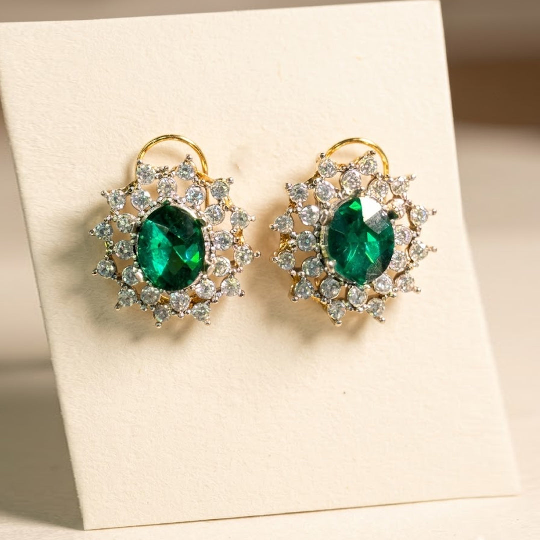 Emerald Floral Earrings