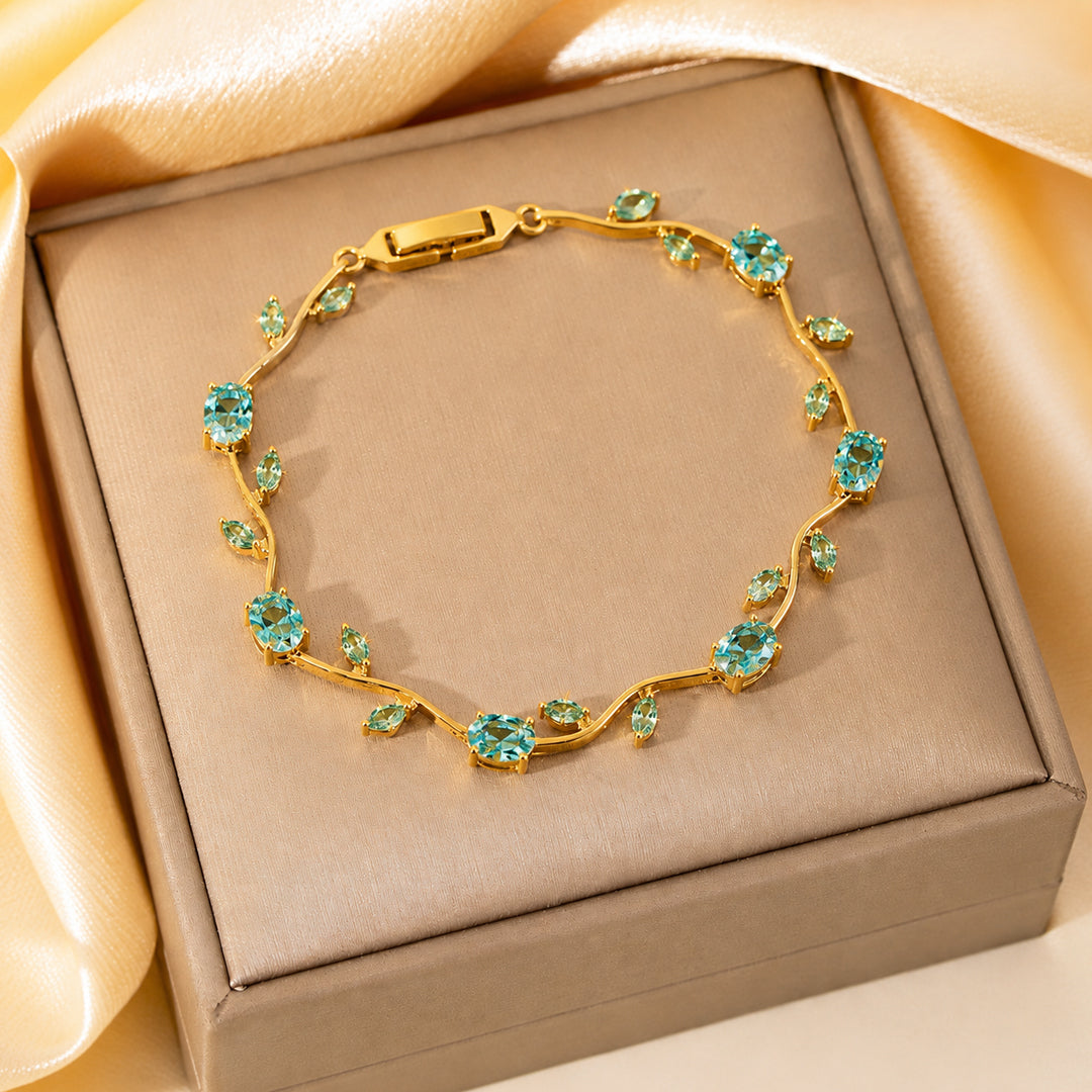 Sky Blue Gold Plated Tulip Bracelet