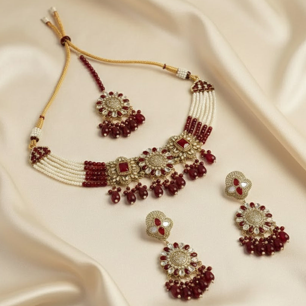 Pearl & Stone Bridal Necklace Set