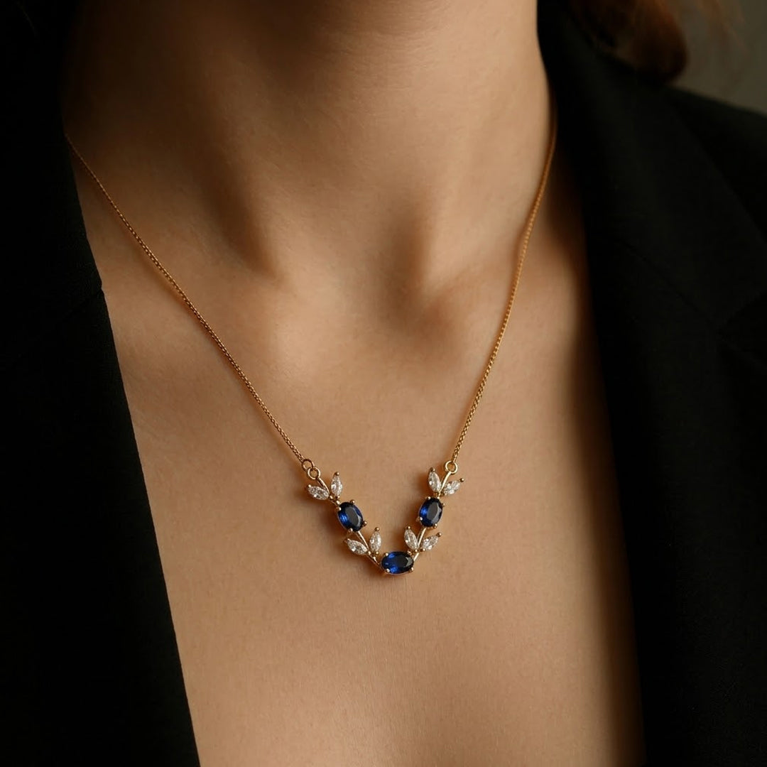 Sapphire Leaf Pendant