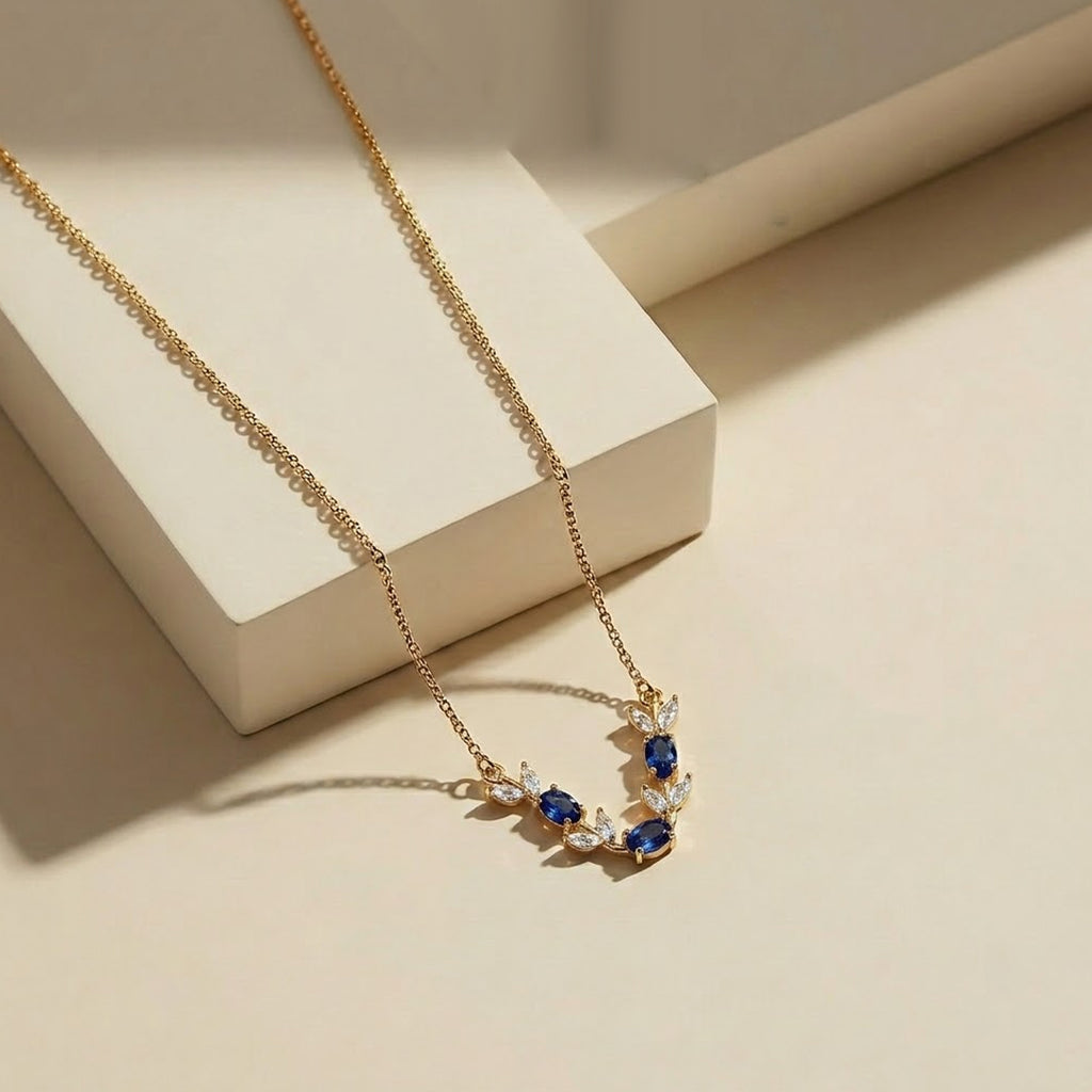 Sapphire Leaf Pendant