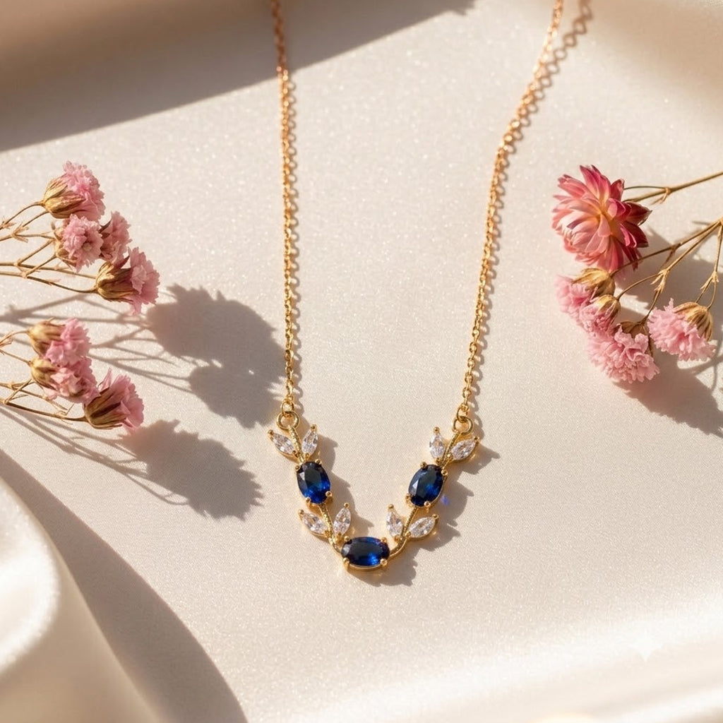 Sapphire Leaf Pendant