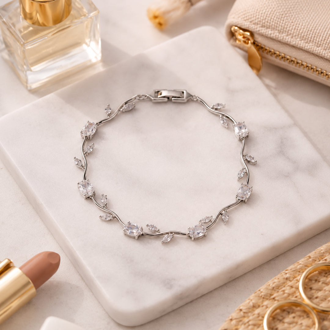 White Silver Plated Tulip Bracelet