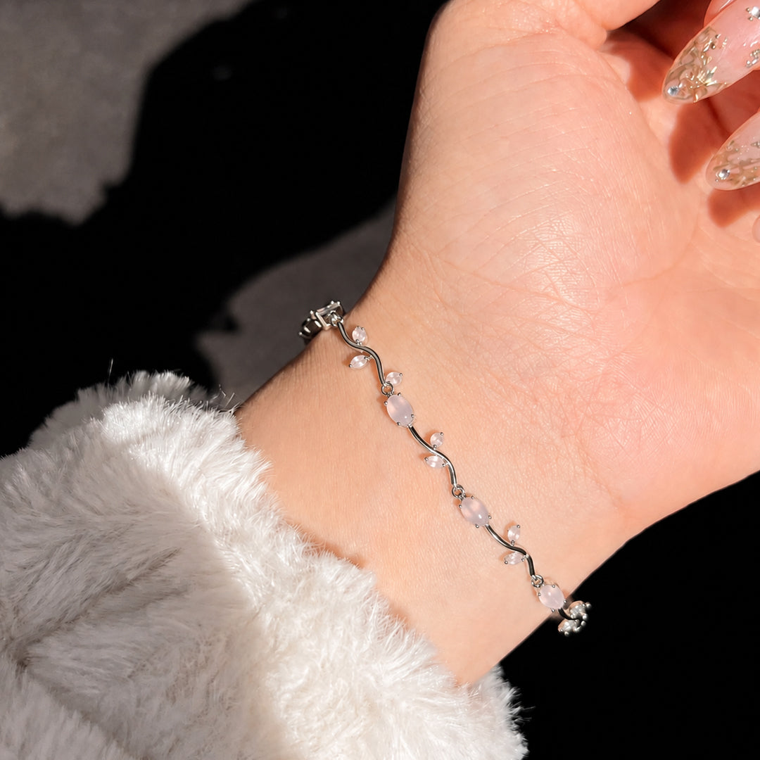 Baby Pink Silver Plated Tulip Bracelet