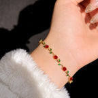 Red&Green Gold Plated Tulip Bracelet
