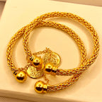 Elegant Luxury Handmade Gold-Plated Adjustable Bangles for Women/Girls| 1 or 2 Piece Set