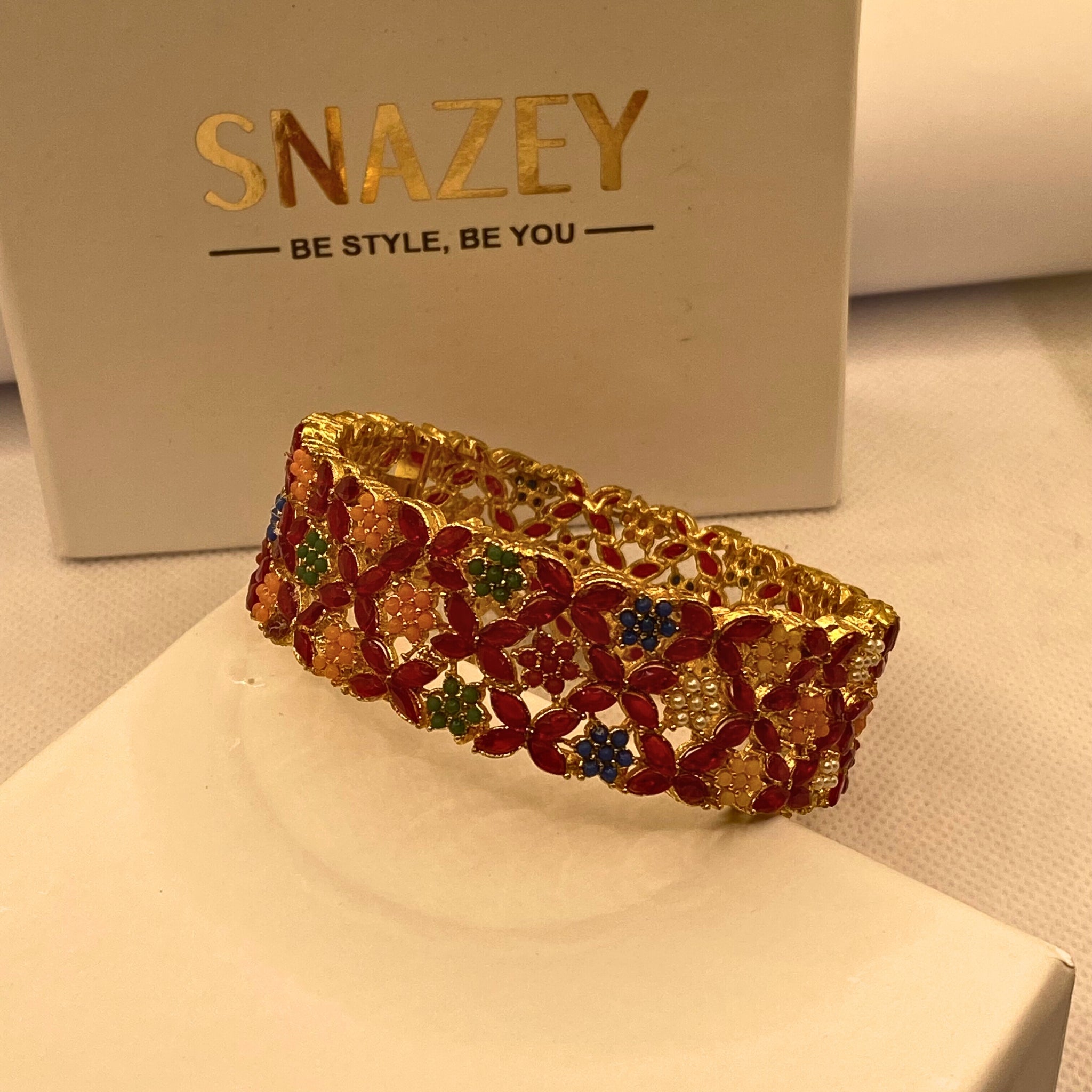 Elegant Premium Zircon Stone Kara– Gold Finish for Women/Girls