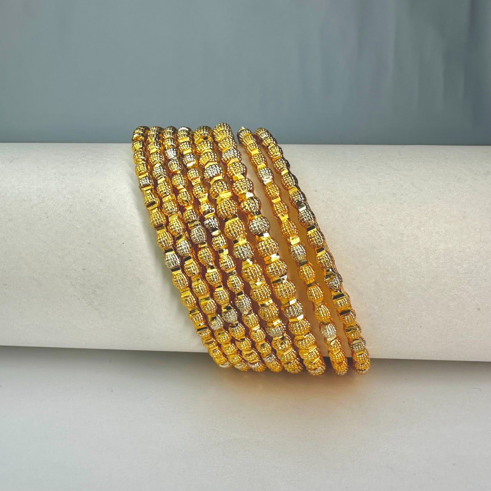Aurelia Dual Elegance Bangles – Gold & Silver 8Pc Set for Women & Girls