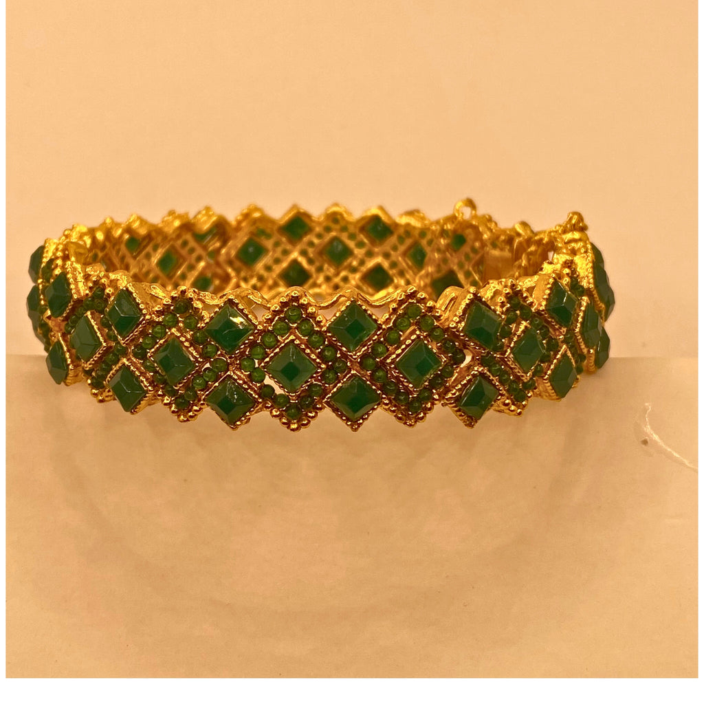 Premium Gold-Plated Emerald stones Kara for Women & Girls – Formal Wear
