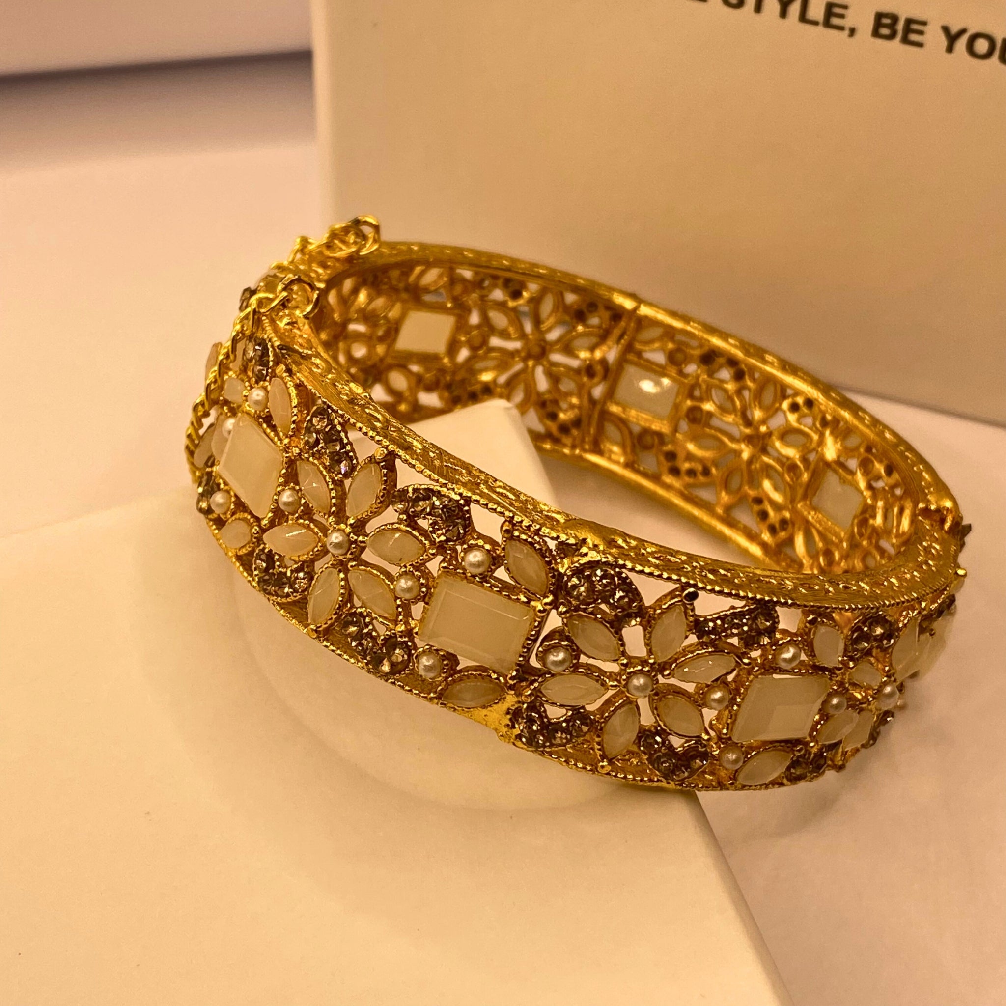 Premium Gold-Plated Moonstone Kara for Women & Girls – Formal Wear