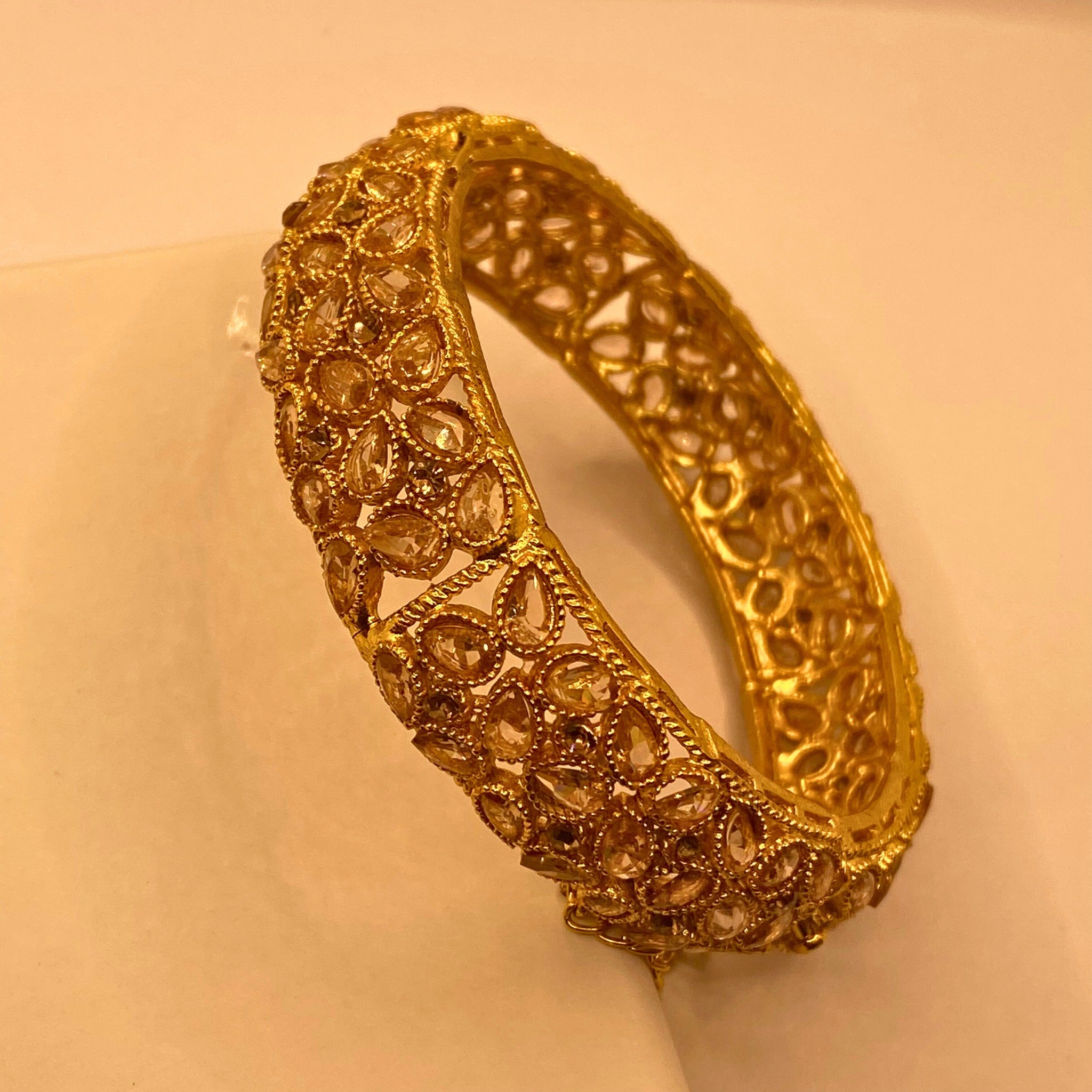 Premium Gold-Plated Champagne stones Kara for Women & Girls – Formal Wear