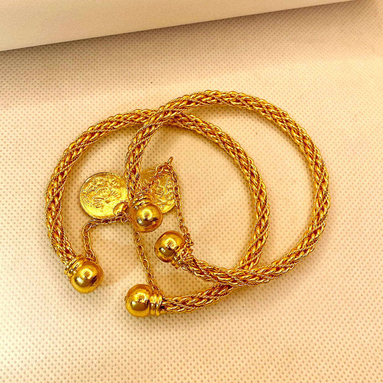 Elegant Luxury Handmade Gold-Plated Adjustable Bangles for Women/Girls| 1 or 2 Piece Set